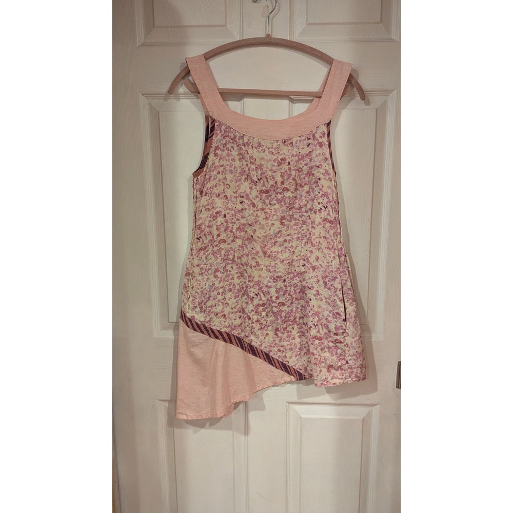 Rebe Debra Weiss Sleeveless Dress XS Floral Asymmetric Hem Pockets Whimsical
